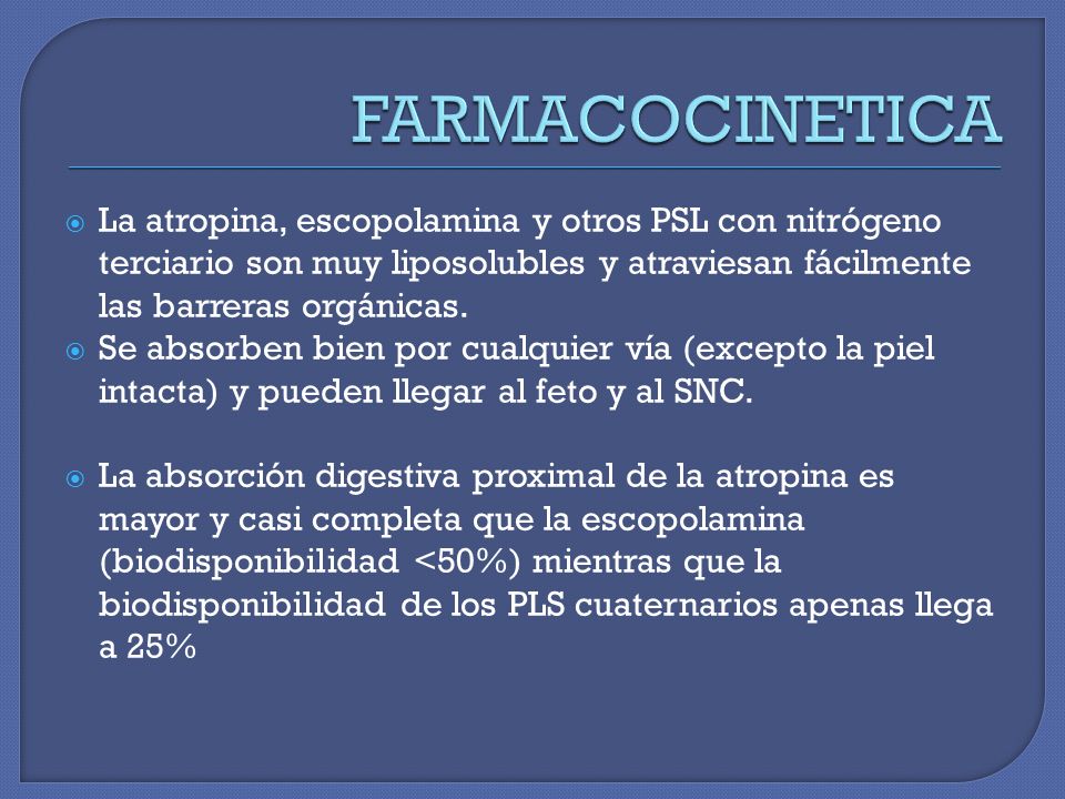 farmacocinetica de la escopolamina
